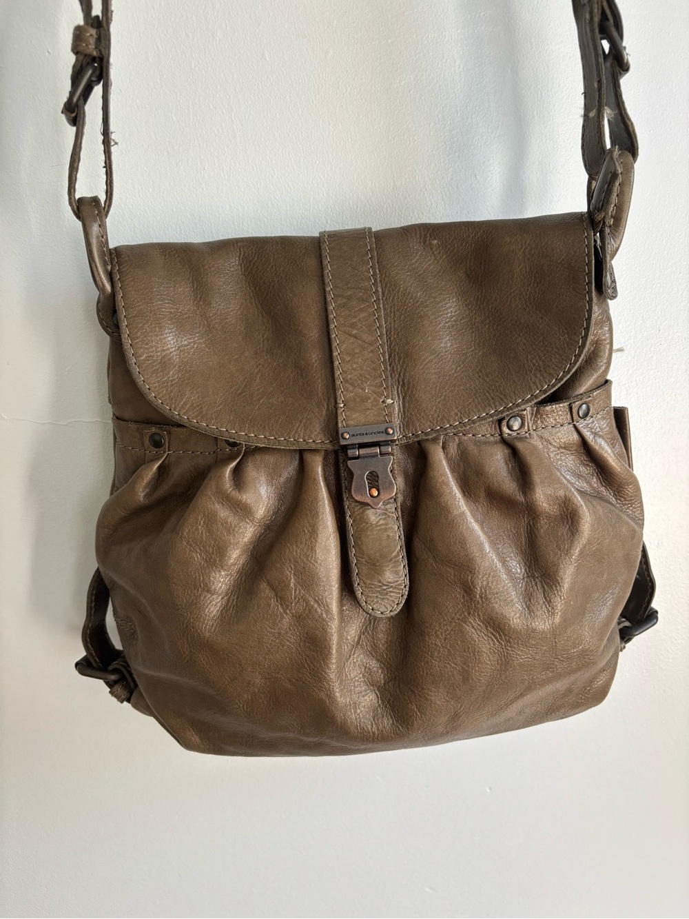 Women's Brown Leather Crossbody Bag with Flap and Buckle